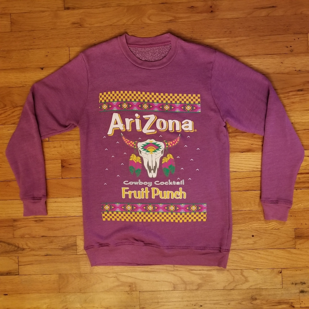 Arizona Iced Tea Fruit Punch Crew Neck Sweatshirt Rare USA Vintage Sz XS X-Small